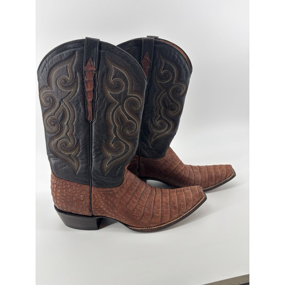 Mens Sedona West S5817J Brown Leather Alligator Skin Cowboy Boots Size 12.5EE